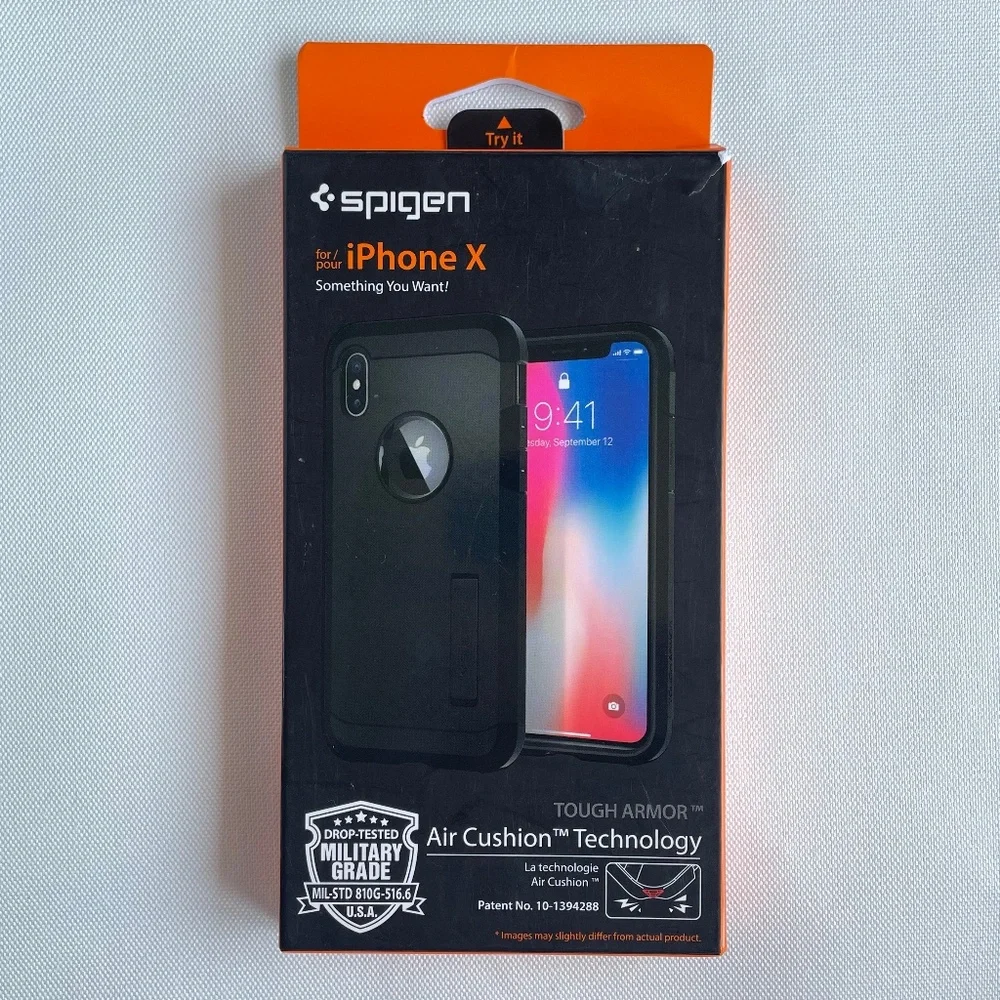 Black Spigen iPhone X Case with Kickstand